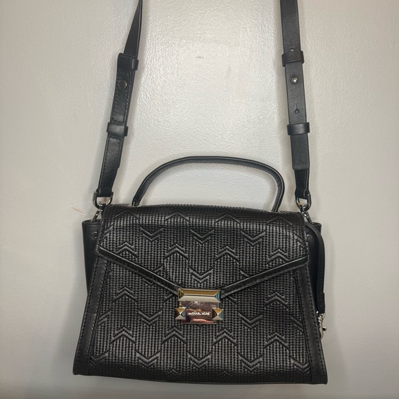 Michael Kors Handbags - Michael Kors Whitney Medium Quilted Top Handle Satchel Black / Silver